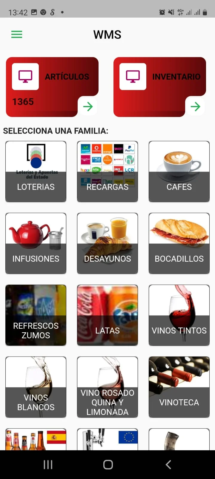 Pantalla móvil de gestión de máquinas