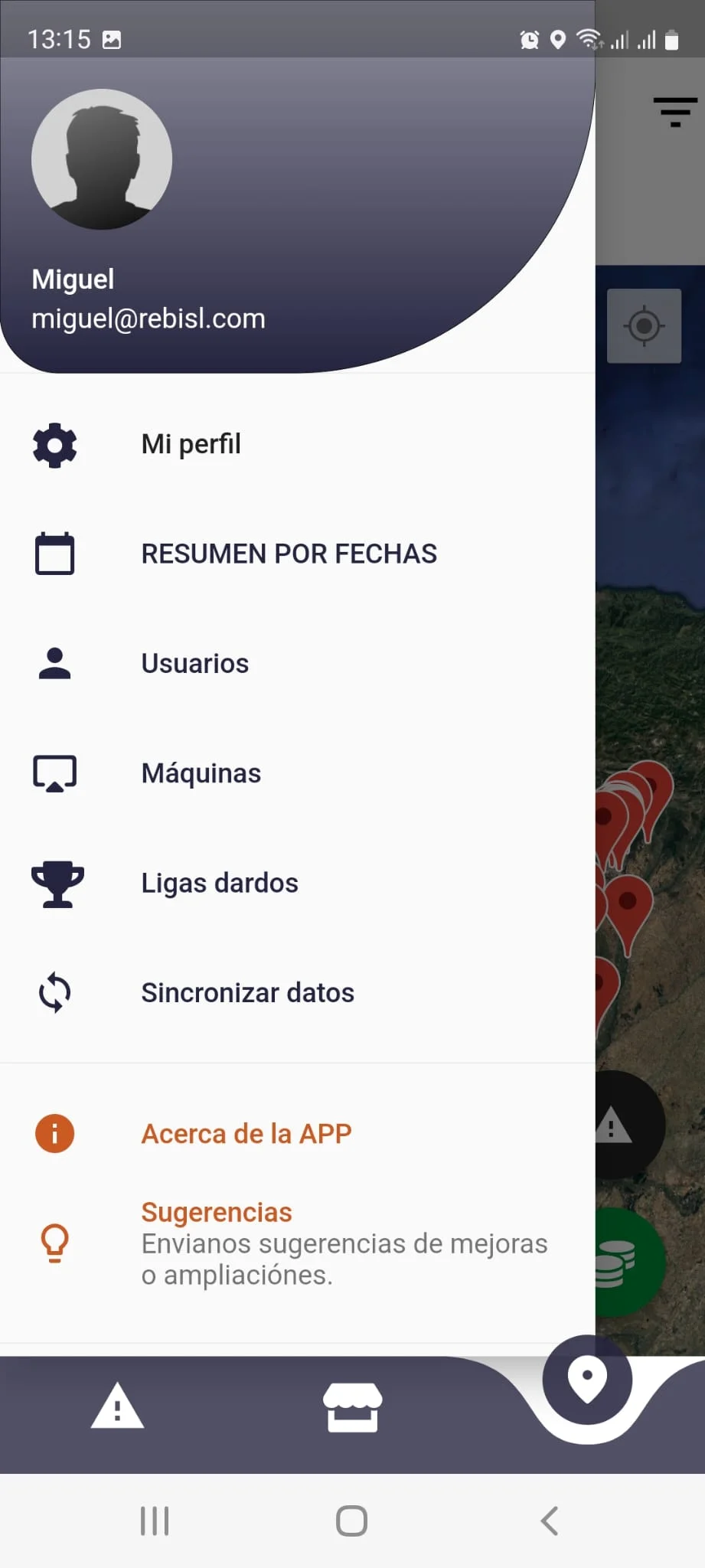 Pantalla móvil de registro de recaudación
